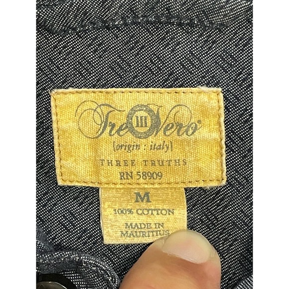 Tre Vero III Men's Long-sleeved Button-up Shirt Size Medium Navy Blue‎ - Picture 3 of 7